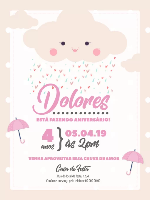 Convite Aniversário Chuva de Amor Convite Aniversário Chuva de Amor