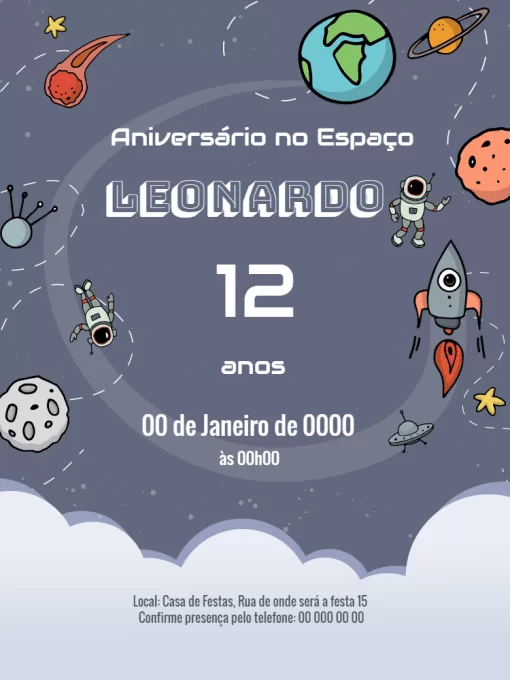 Convite  Aniversário Espaço
