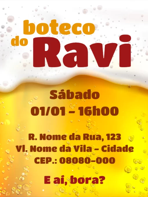 Convite virtual boteco - cerveja