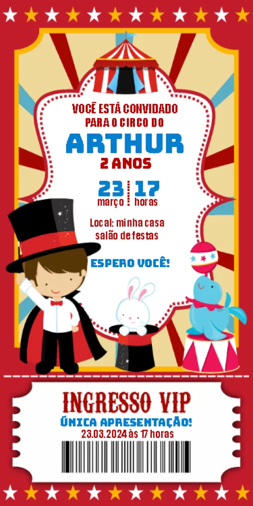 Convite circo menino online 