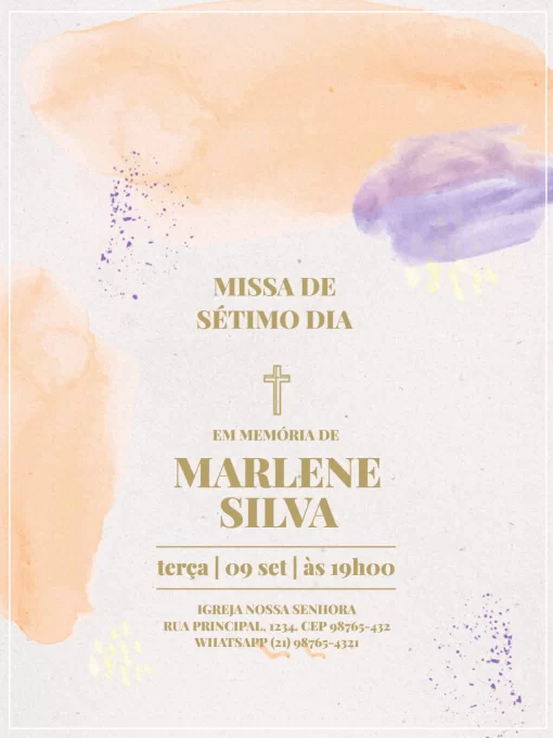 Convite De Missa De Sétimo Dia Delicado Convite De Missa De Sétimo Dia Delicado