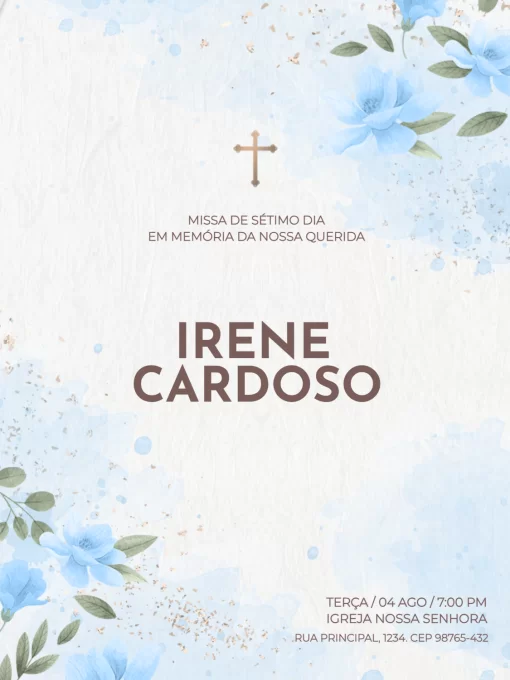 Convite De Missa De Sétimo Dia Aquarela Convite De Missa De Sétimo Dia Aquarela