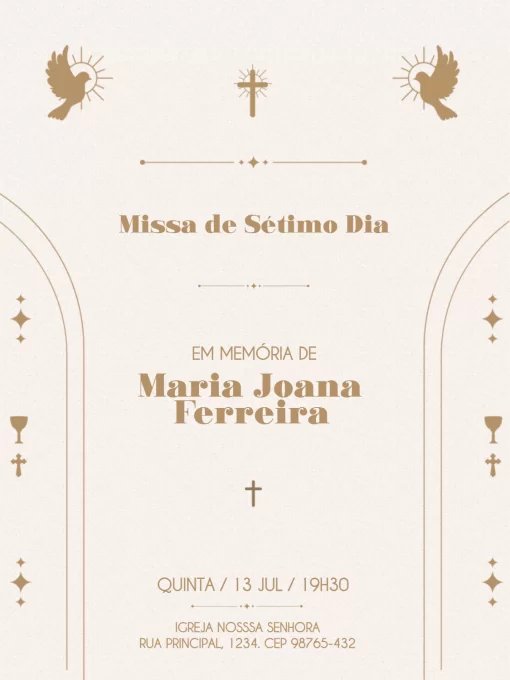 Convite De Missa De Sétimo Dia Elegante