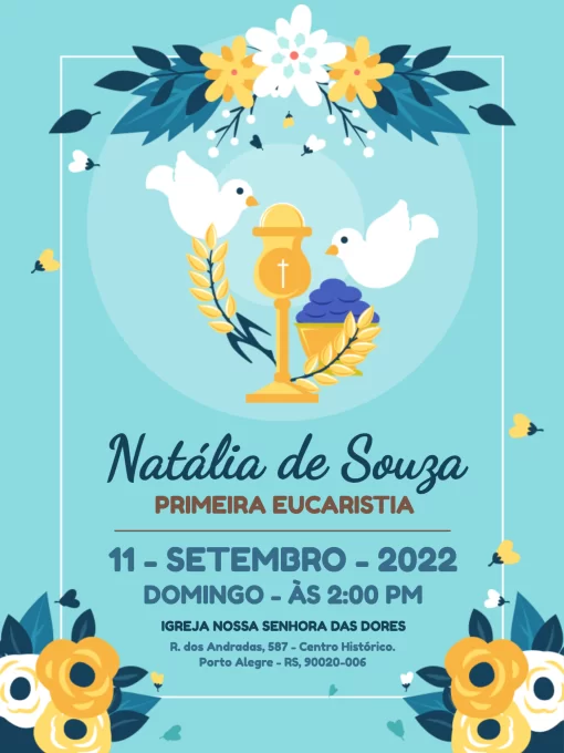 Convite Para Primeira Eucaristia Delicado