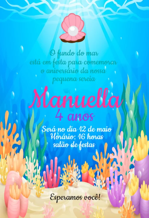 Convite digital fundo do mar colorido Convite digital fundo do mar colorido