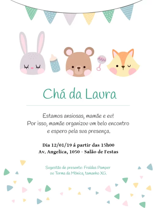 Convite Chá de Fraldas Convite Chá de Fraldas