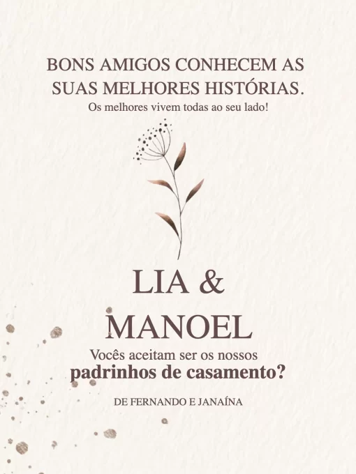 Convite Para Padrinhos De Casamento Minimalista Convite Para Padrinhos De Casamento Minimalista