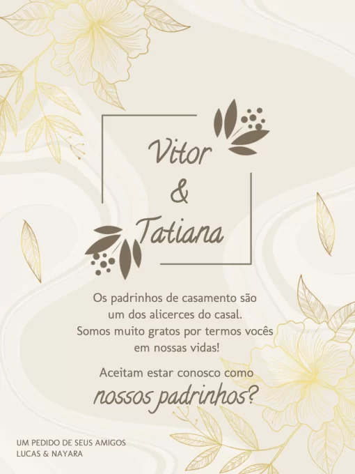 Convite Para Padrinhos De Casamento Dourado Convite Para Padrinhos De Casamento Dourado
