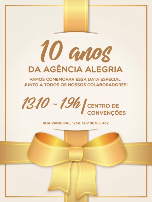 Convite De Aniversário De Empresa Dourado Convite De Aniversário De Empresa Dourado