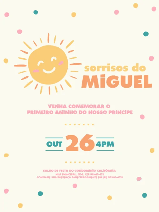 Convite Sorrisos Bebê Bolinhas Convite Sorrisos Bebê Bolinhas