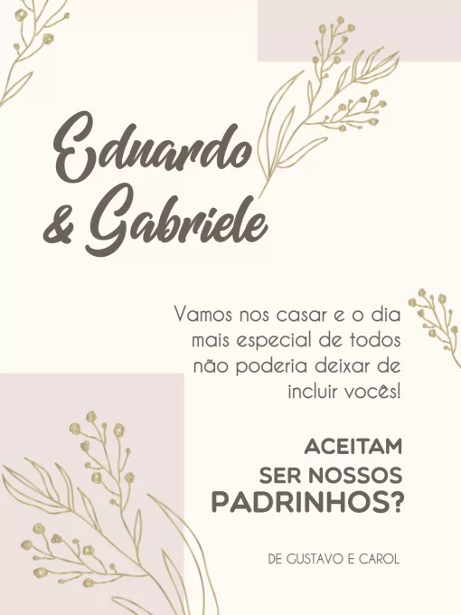 Convite Para Padrinhos De Casamento Floral Moderno Convite Para Padrinhos De Casamento Floral Moderno