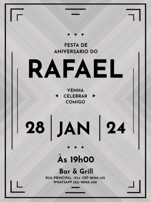 Convite De Aniversário Adulto Masculino Minimalista Convite De Aniversário Adulto Masculino Minimalista