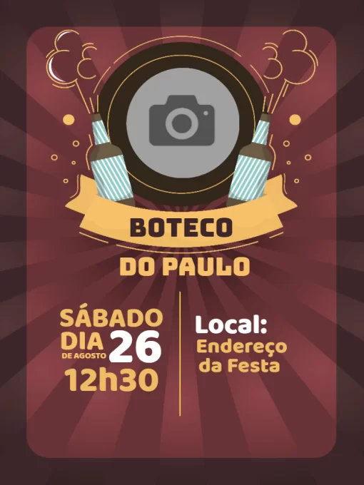 Convite niversário Boteco Convite niversário Boteco