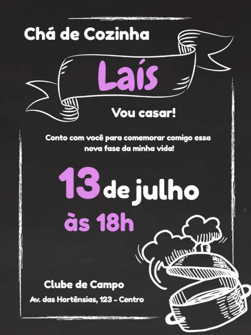 Chá de Cozinha - Modelo Quadro Negro 5 Chá de Cozinha - Modelo Quadro Negro 5