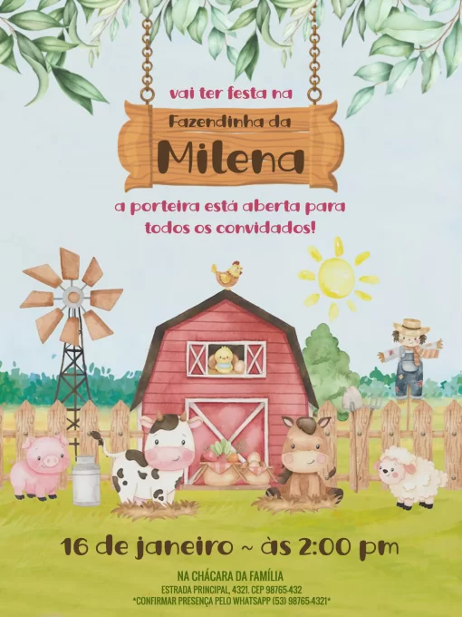 Convite Tema Fazendinha Rosa Convite Tema Fazendinha Rosa