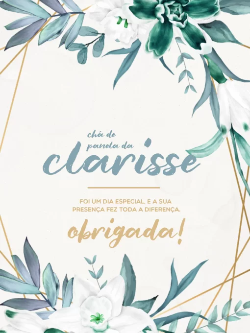 Cartão De Agradecimento De Presença Chá de Panela Floral Cartão De Agradecimento De Presença Chá de Panela Floral