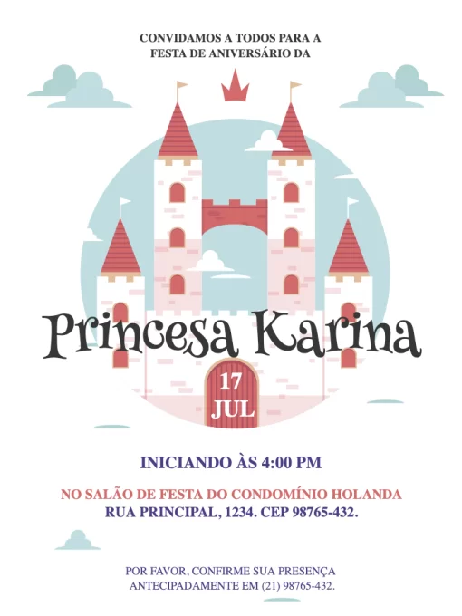 Convite De Aniversário Castelo Simples Convite De Aniversário Castelo Simples
