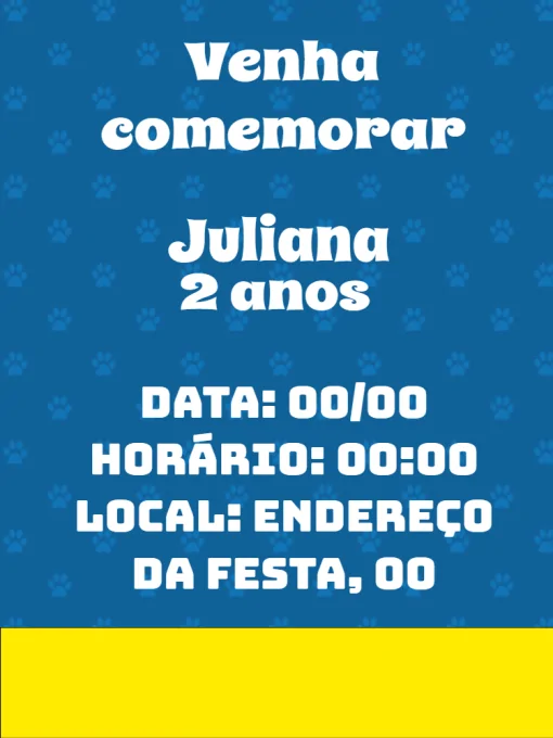 Convite aniversário patinhas caes Convite aniversário patinhas caes