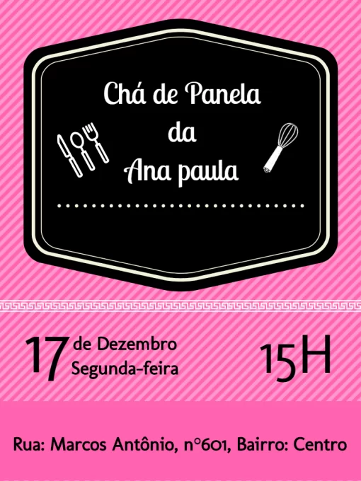 Convite de chá de panela Convite de chá de panela