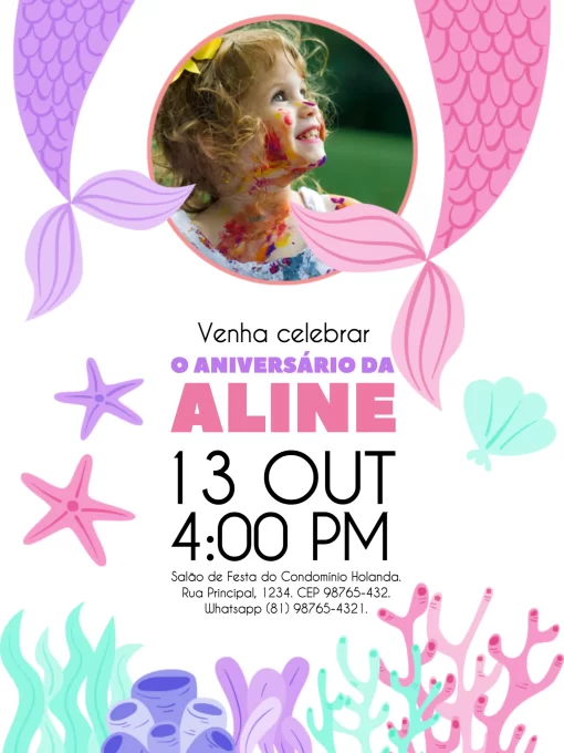Convite De Aniversário Sereia Para Imprimir Convite De Aniversário Sereia Para Imprimir