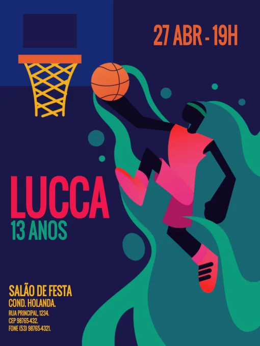 Convite Basquete De Aniversário Escuro Convite Basquete De Aniversário Escuro
