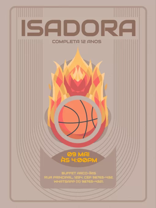 Convite Basquete De Aniversário Moderno Convite Basquete De Aniversário Moderno