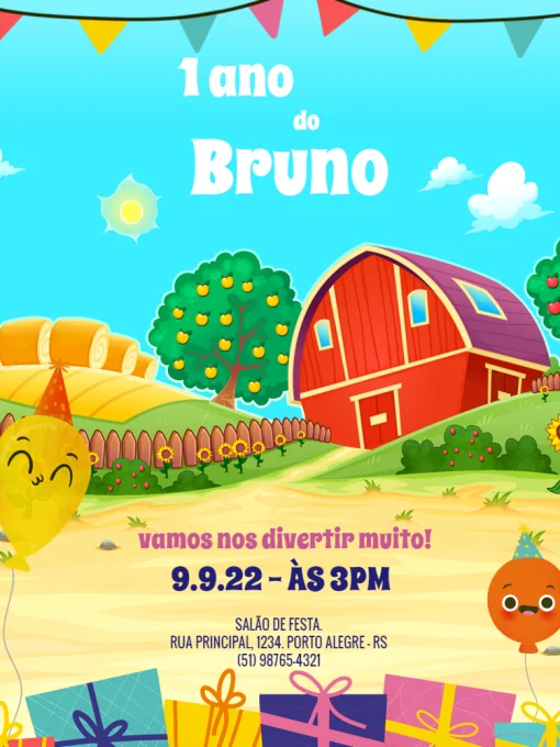 Convite 1 Ano Fazenda Convite 1 Ano Fazenda