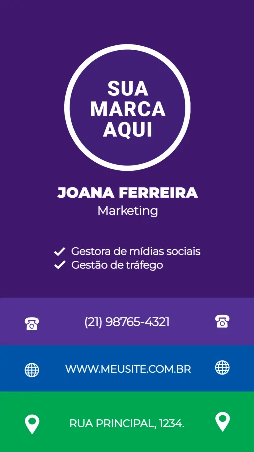 Cartão de Visita Digital - Marketing Roxo Cartão de Visita Digital - Marketing Roxo
