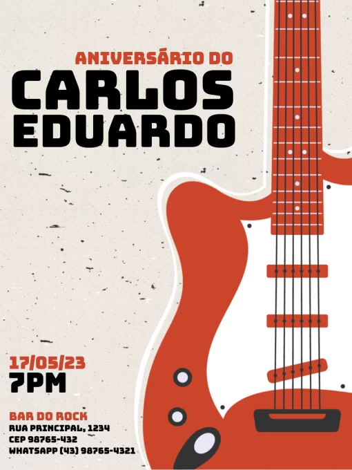 Convite De Aniversário Com Tema Música Rock Convite De Aniversário Com Tema Música Rock