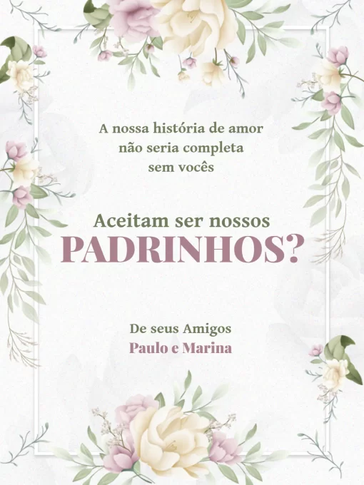 Convite De Casamento Para Padrinhos Floral Convite De Casamento Para Padrinhos Floral