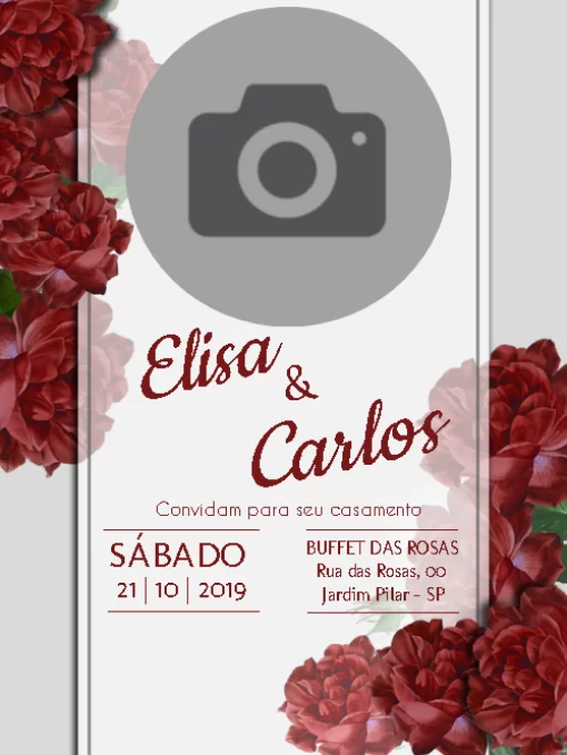 Convite de Casamento Floral Cravos Vermelhos