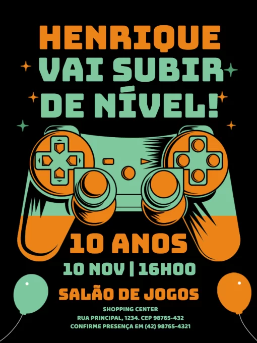 Convite De Aniversário Infantil Masculino Videogame Convite De Aniversário Infantil Masculino Videogame