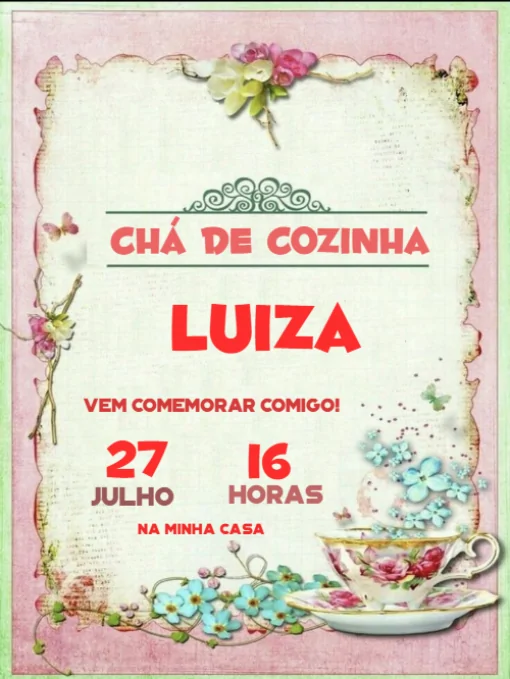 Convite Chá de Cozinha Para Editar Convite Chá de Cozinha Para Editar