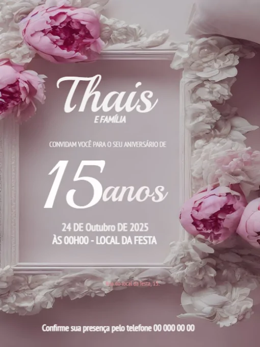 Convite Aniversário 15 anos Rosa Para Editar Convite Aniversário 15 anos Rosa Para Editar