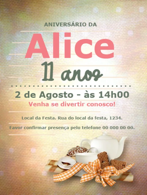 Convite Aniversário Simples Para Editar Convite Aniversário Simples Para Editar