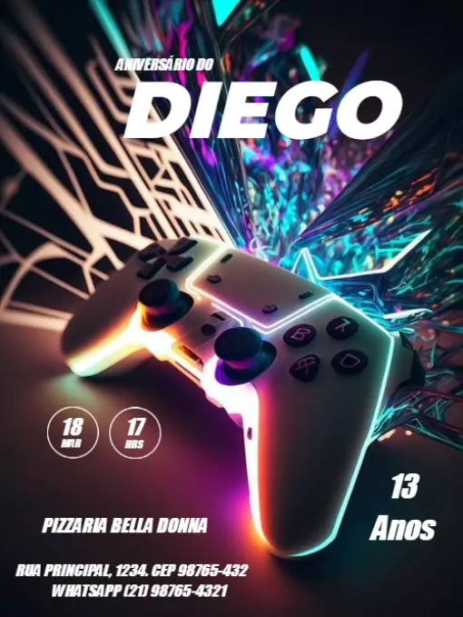 Convite Aniversário Video Game 