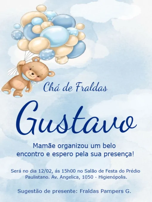 Convite Chá de Fraldas Para Editar Convite Chá de Fraldas Para Editar