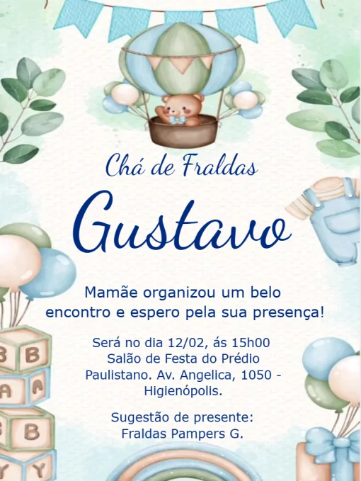 Convite Chá de Bebê confirmação presença Convite Chá de Bebê confirmação presença