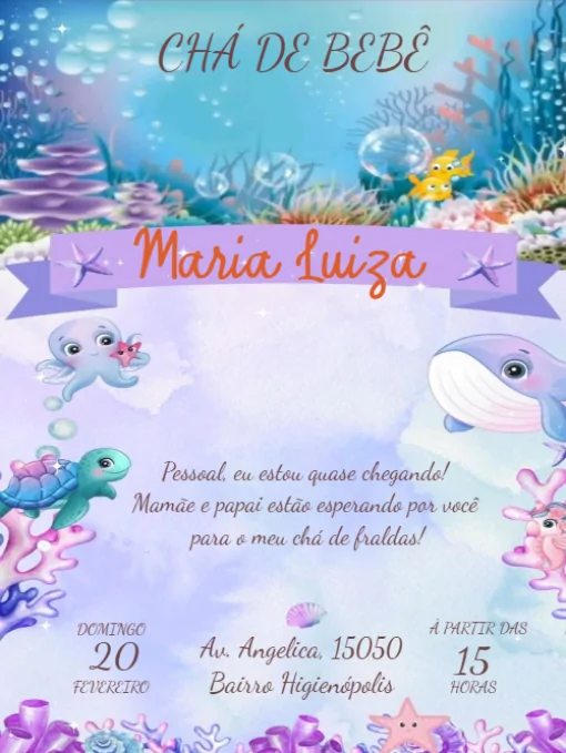 convite chá de fraldas sereia Para Editar convite chá de fraldas sereia Para Editar