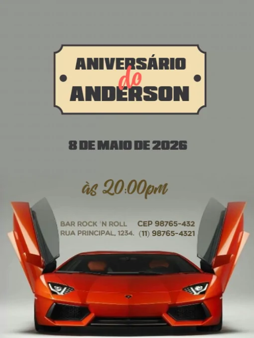 Convite De Aniversário Carros Antigos Para Editar