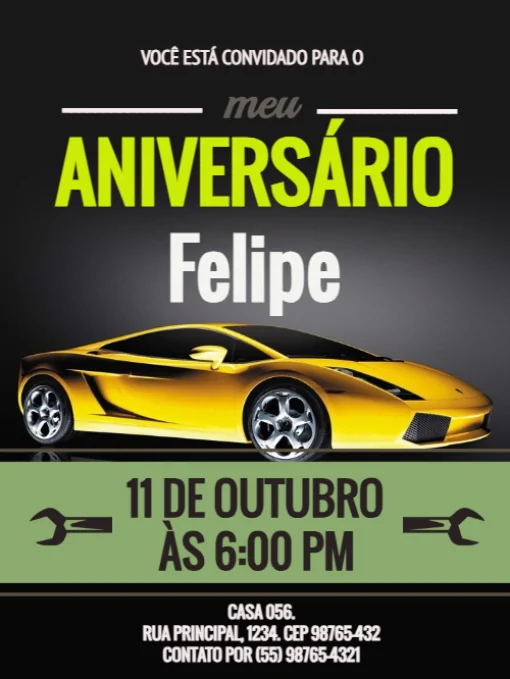 Convite De Aniversário Lanborguini Antigos Para Editar
