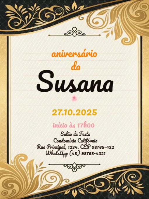 Convite De Aniversário Mulher Adulto Para Editar