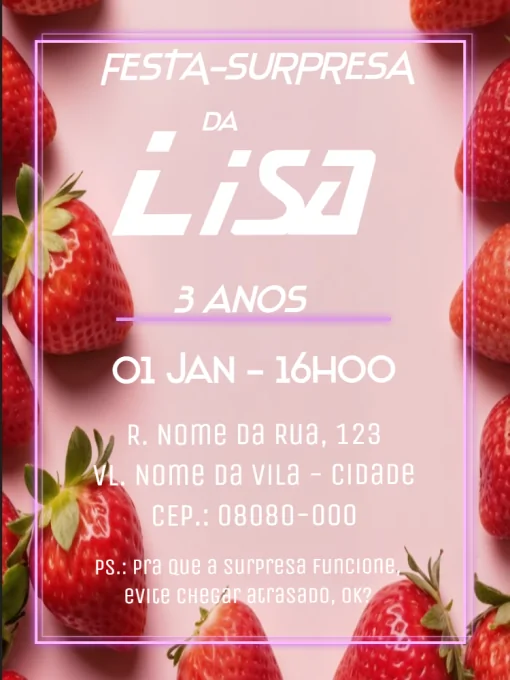 Convite de aniversário moranguinho virtual Convite de aniversário moranguinho virtual