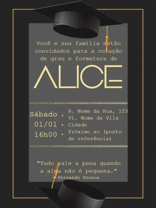 Convite Formatura com confirmação de presença Convite Formatura com confirmação de presença