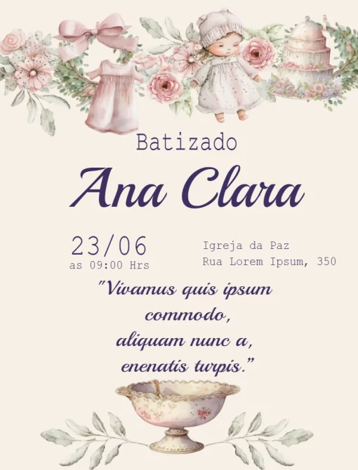 Convite Batizado com confirmação de presença Convite Batizado com confirmação de presença