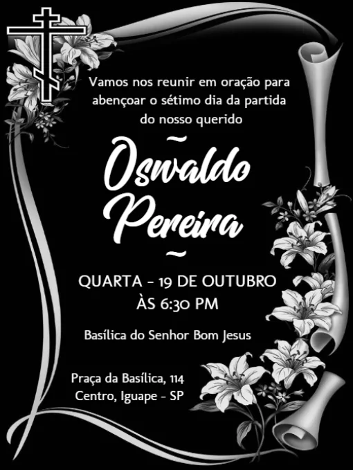 Convite Missa De Sétimo Dia De Falecimento Para Editar