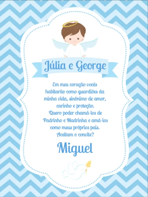 Convite Padrinhos Batismo Menino Convite Padrinhos Batismo Menino