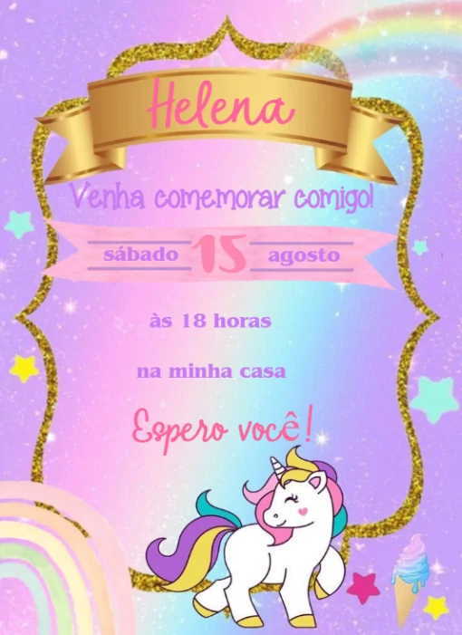 Convite unicórnio digital para Editar