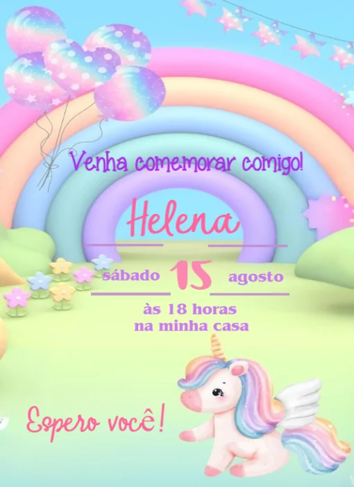 Convite arco iris Para Editar